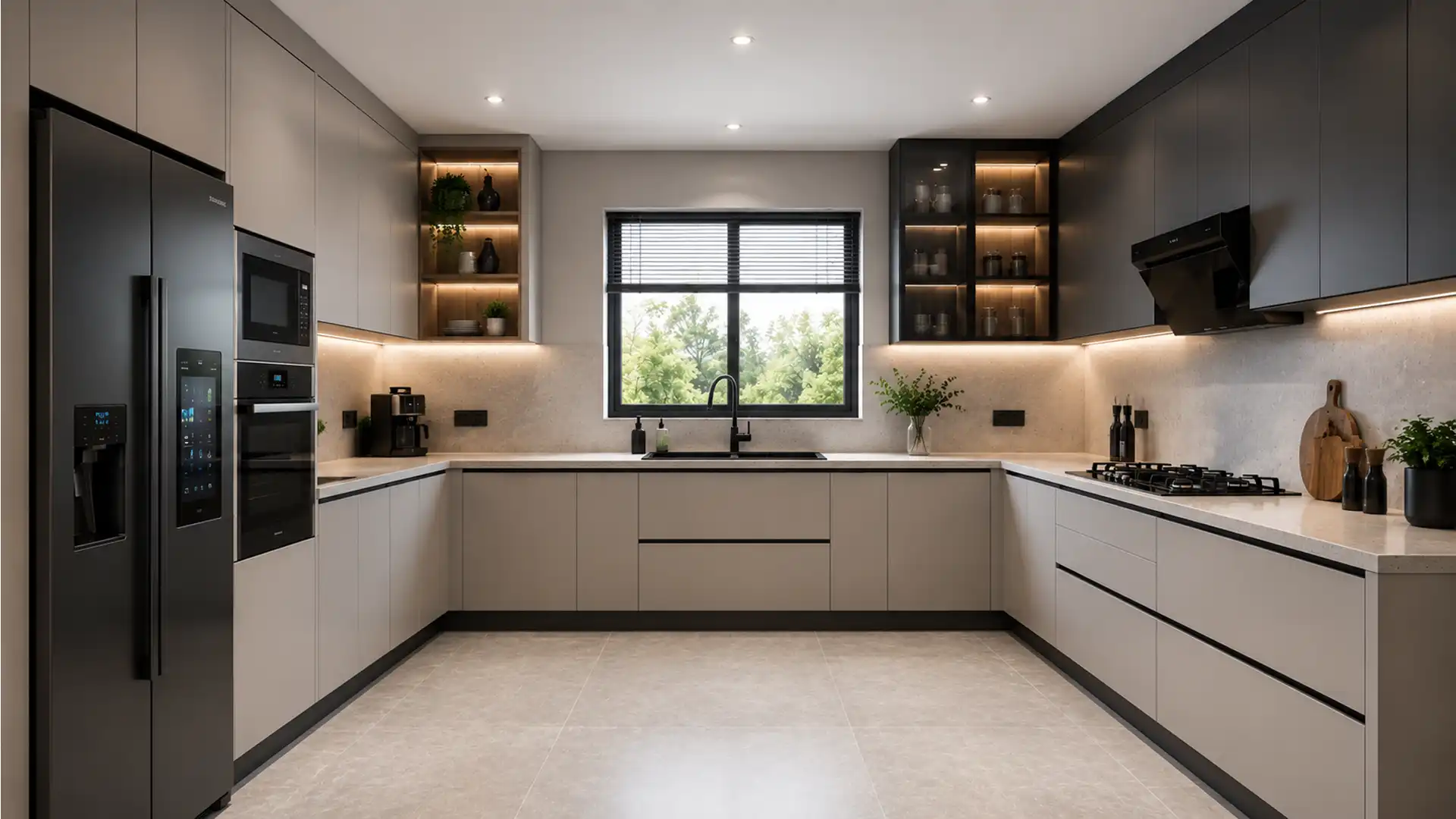 طراحی کابینت آشپزخانه یو شکل