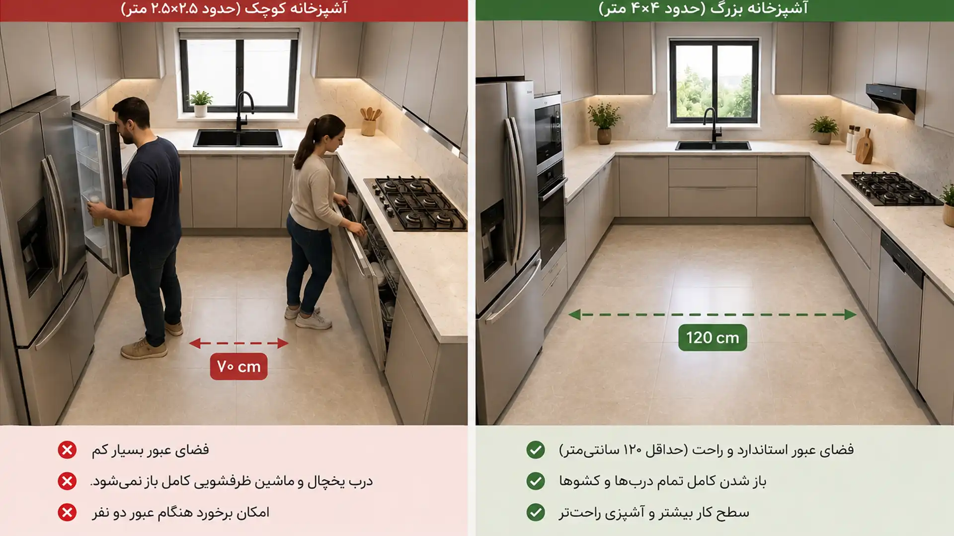 معایب طراحی کابینت یو شکل