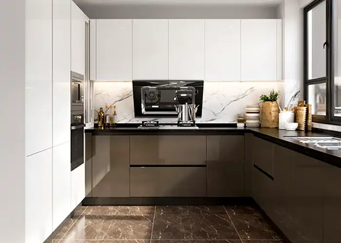 کابینت آشپزخانه مشکی و سفید